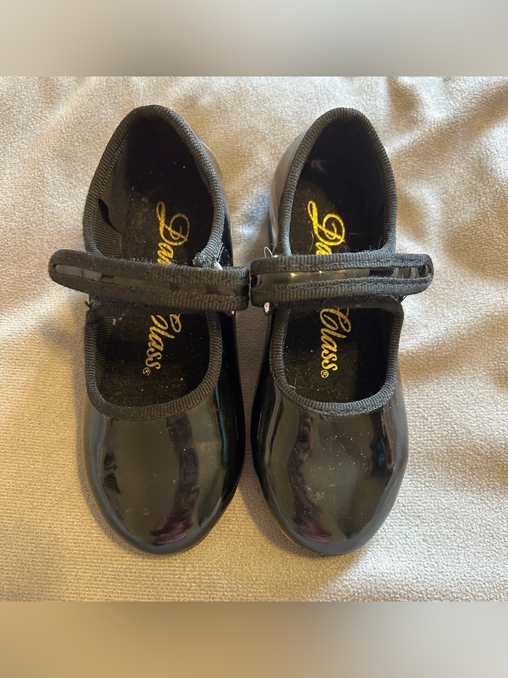 Toddler Girls' Black Patent Mary Jane Tap Shoes with Velcro Strap Size 7.5